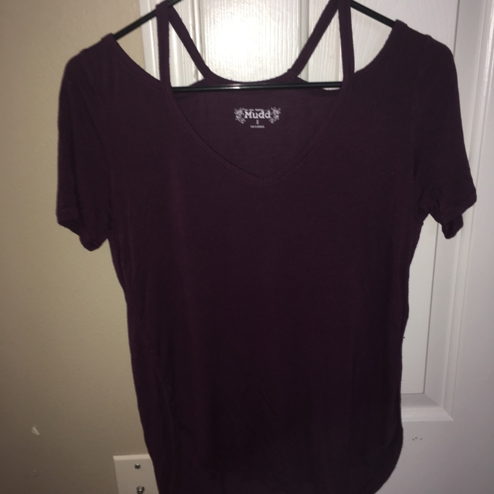 Maroon open shoulder top